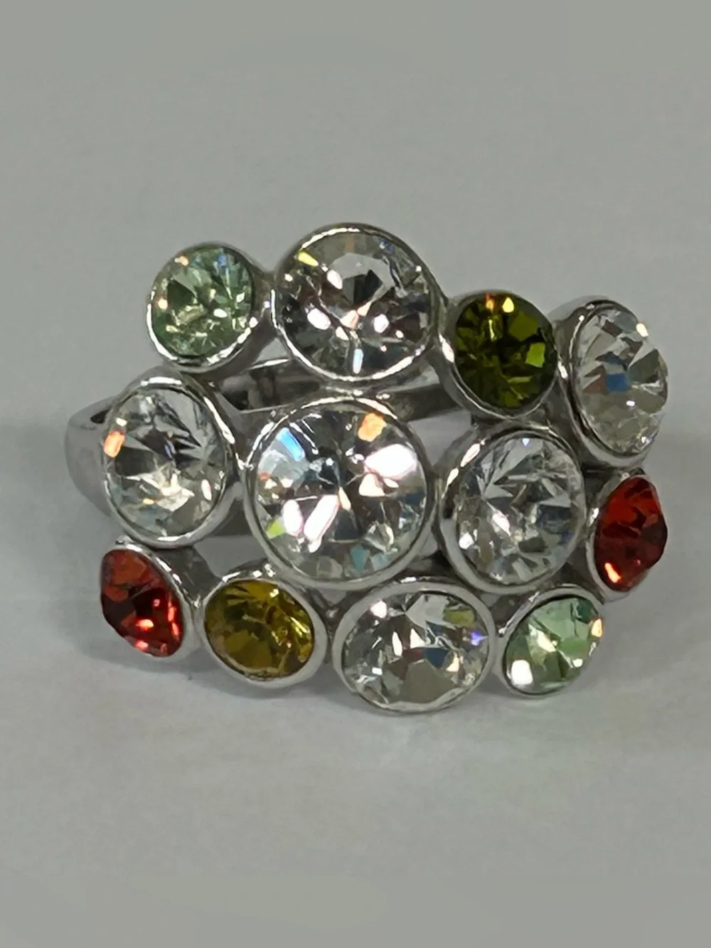 Multicolor Crystal Cluster Ring - Women Jewelry